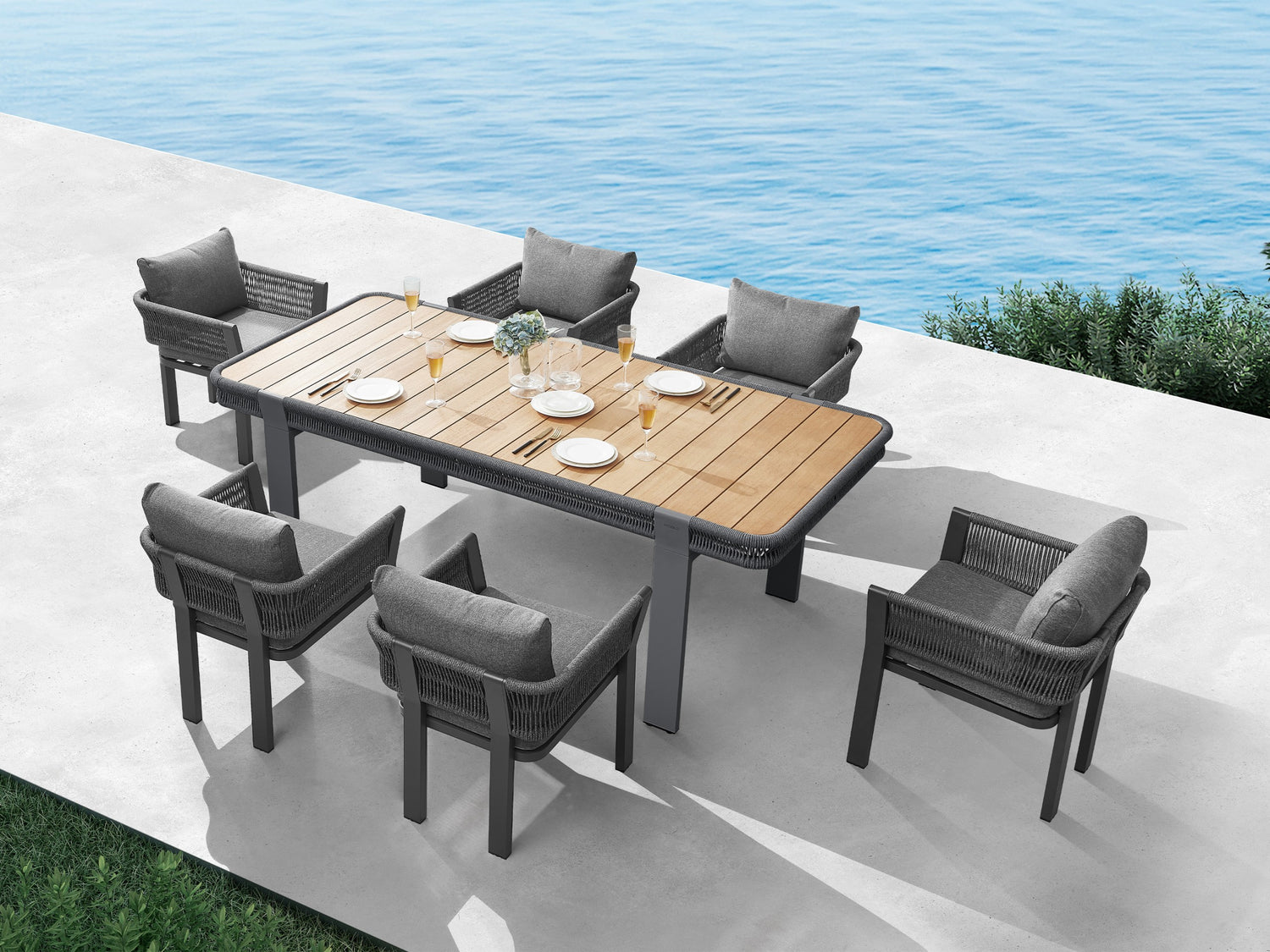 Higold Borromeo kerti étkezőszett, 6személyes - fekete