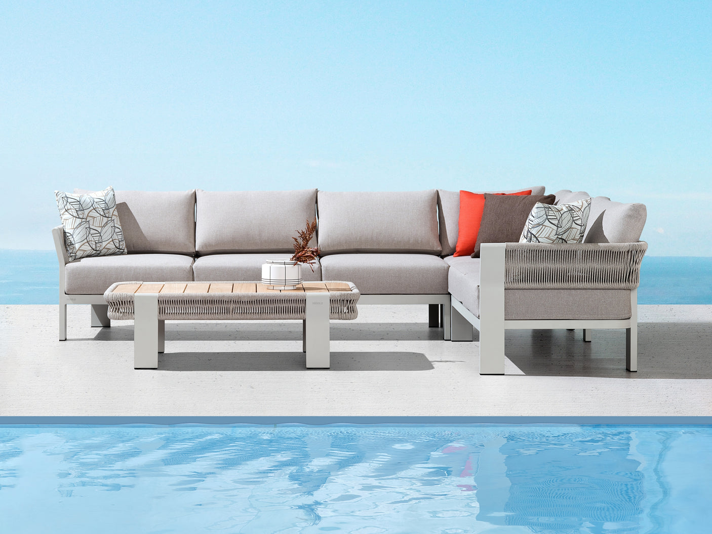 Higold Borromeo kültéri sarokkanapé garnitúra, 5 személyes - bézs