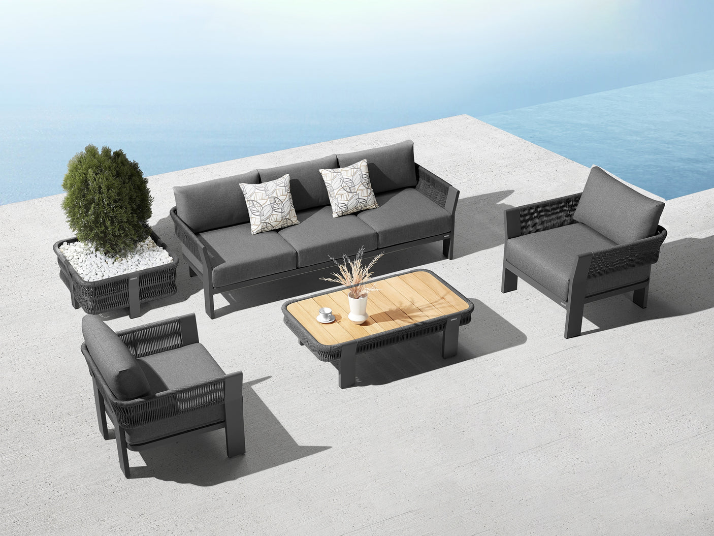 Higold Borromeo kerti ülőgarnitúra, 5 személyes - fekete