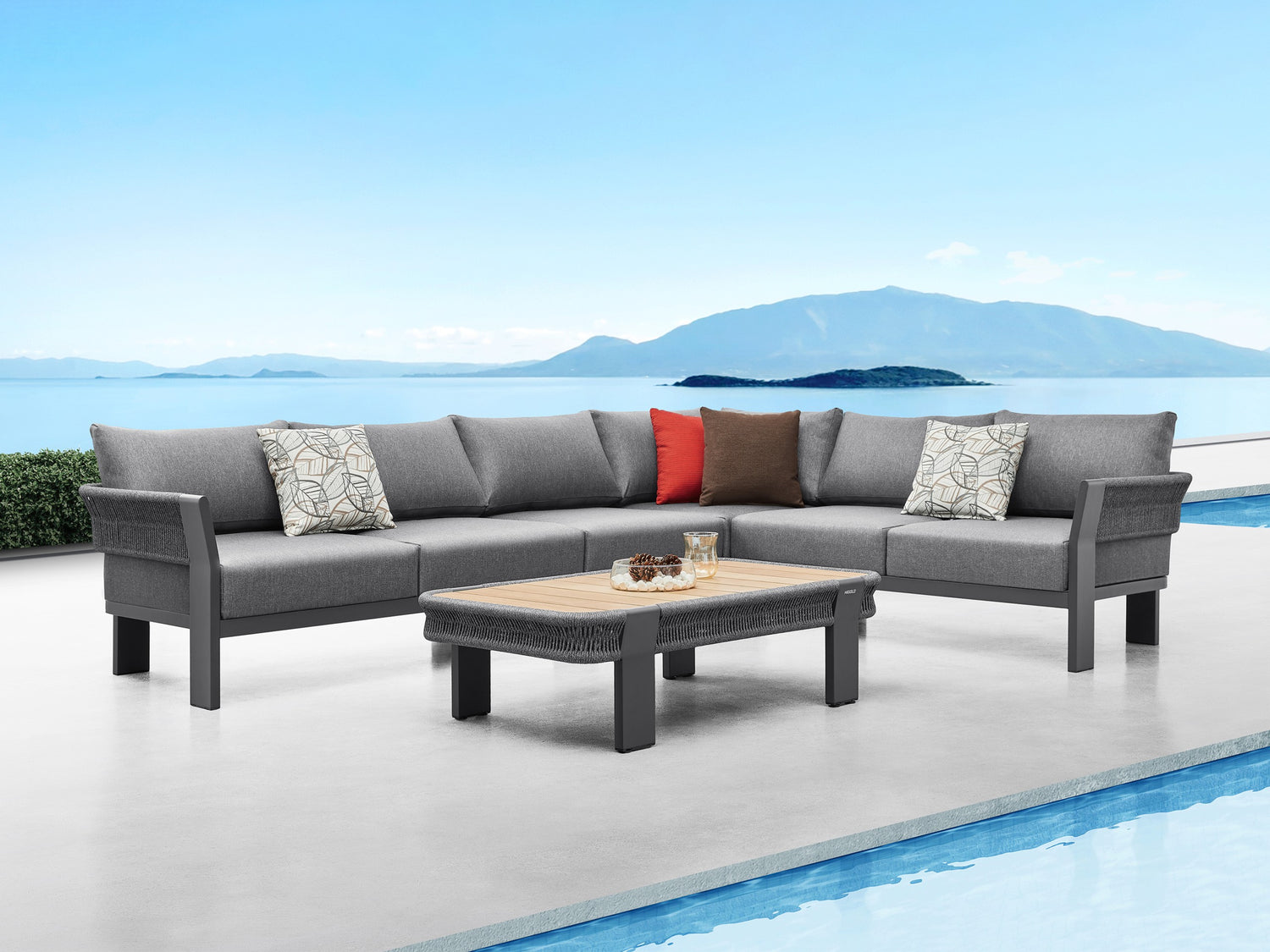 Higold Borromeo kültéri sarokkanapé garnitúra, 5 személyes - fekete