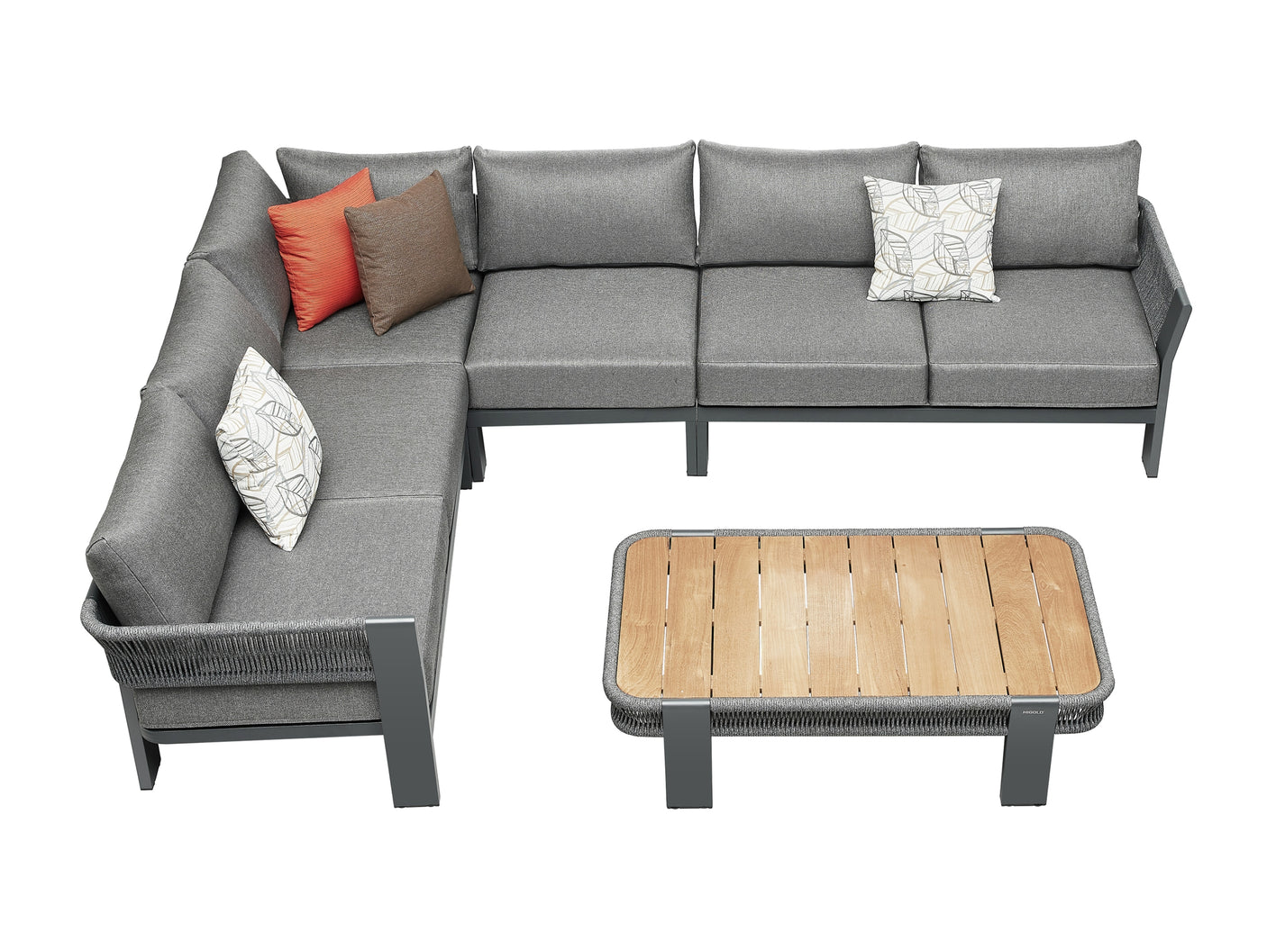 Higold Borromeo kültéri sarokkanapé garnitúra, 5 személyes - fekete