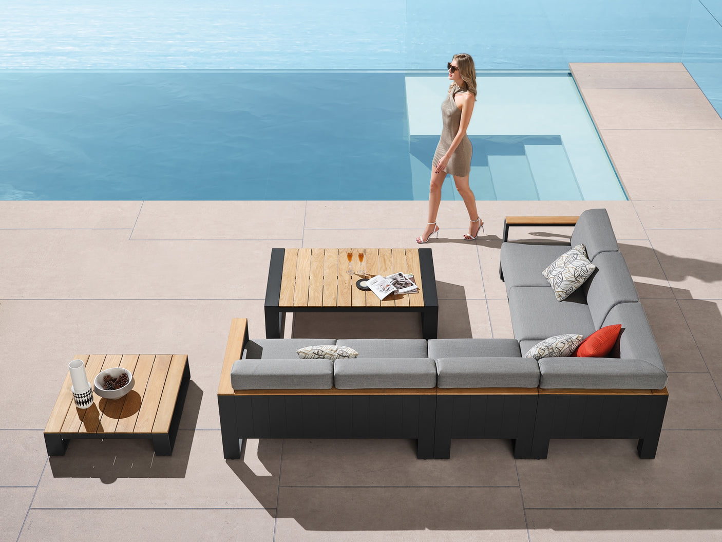 Higold Cambusa kültéri sarokkanapé garnitúra, 5 személyes - antracit