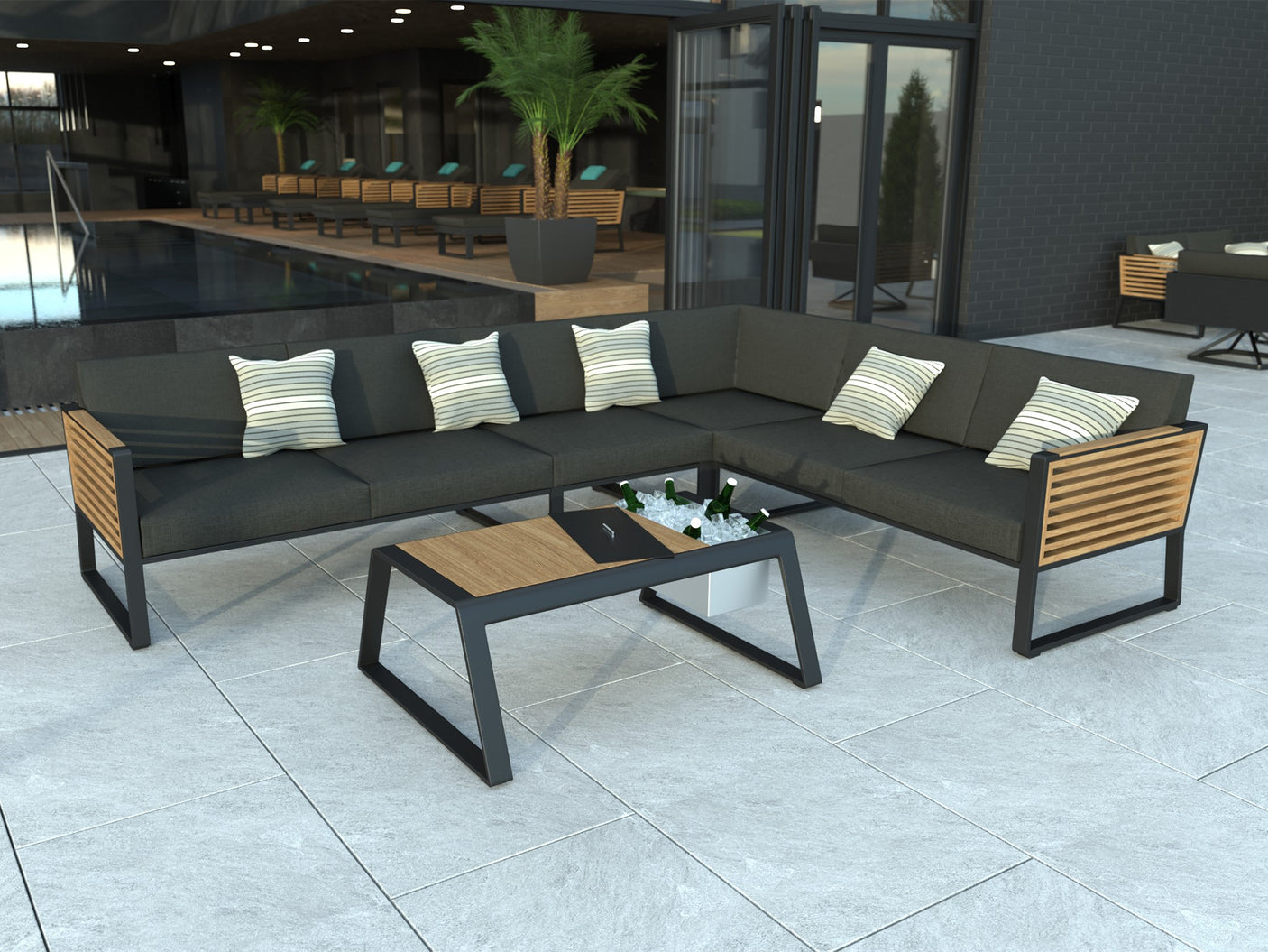 Higold New York kültéri sarokkanapé garnitúra, 5 személyes