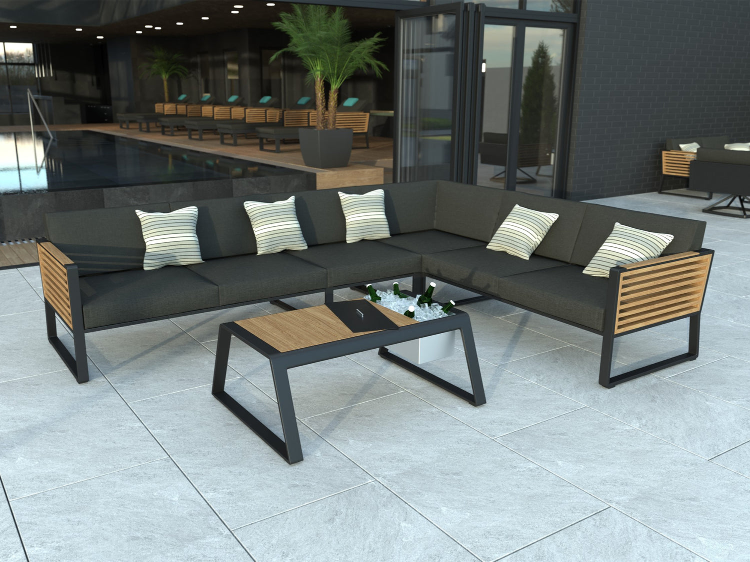 Higold New York kültéri sarokkanapé garnitúra, 5 személyes