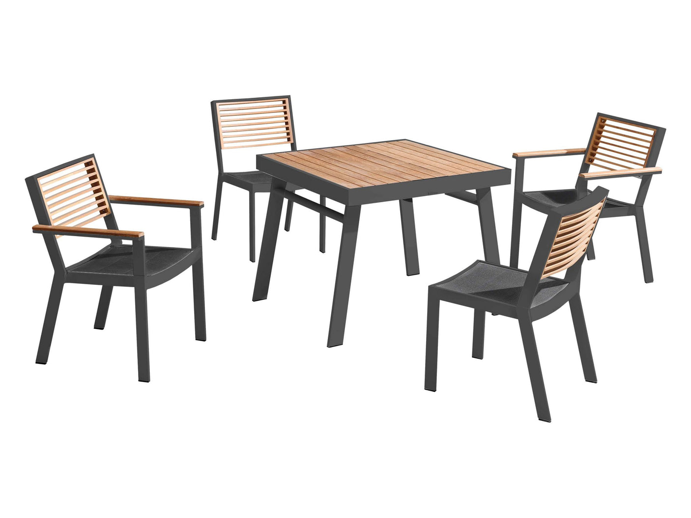 Higold York kerti étkezőszett, 4 személyes - antracit