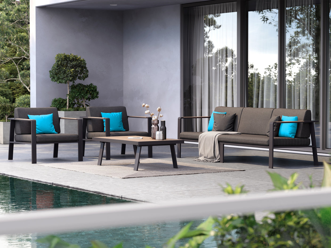 Higold Nofi kerti ülőgarnitúra, 5 személyes - fekete