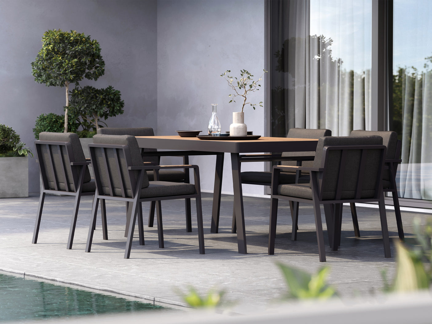 Higold Nofi kerti étkezőszett, 8 személyes - antracit