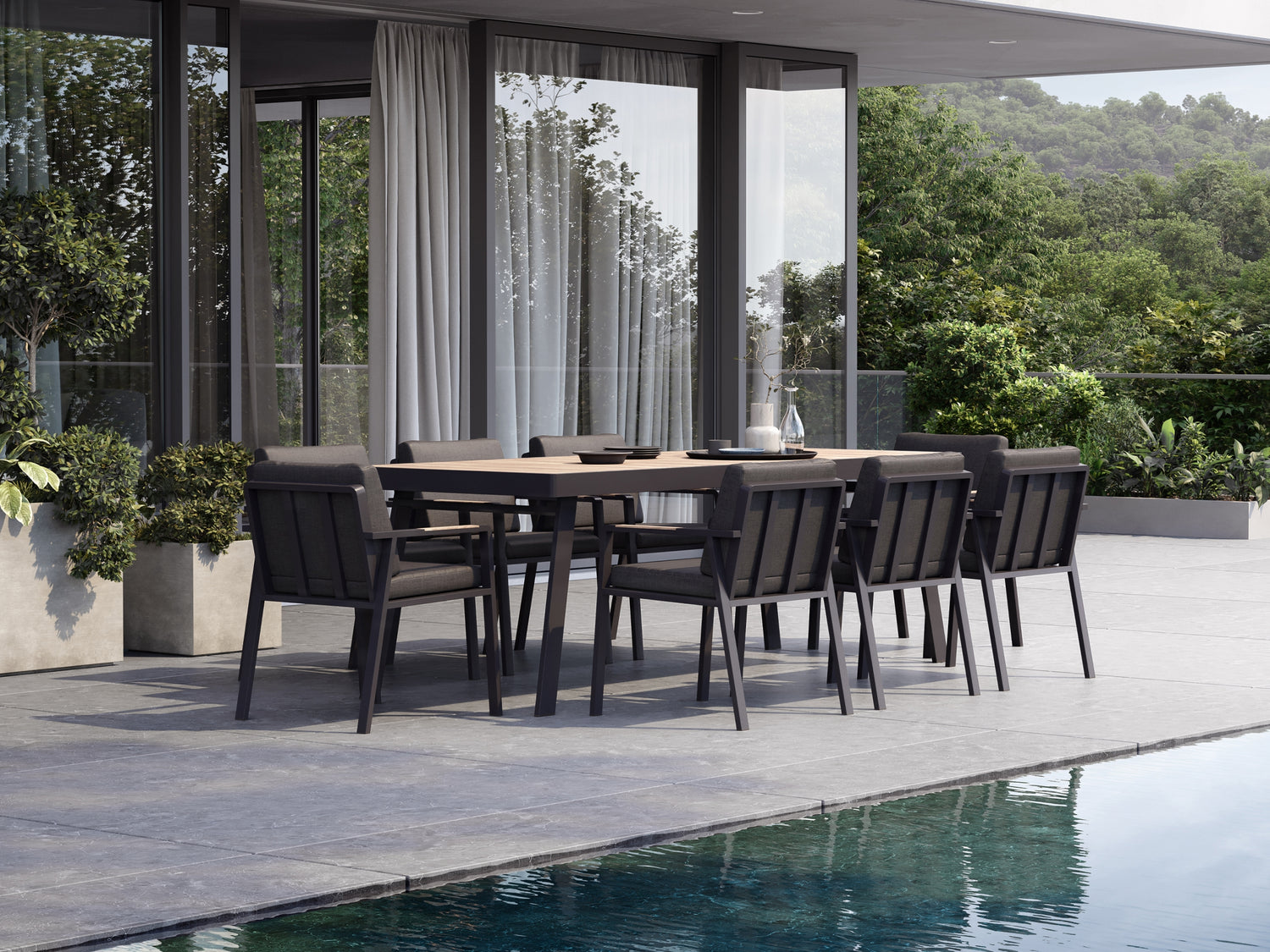 Higold Nofi kerti étkezőszett, 8 személyes - antracit