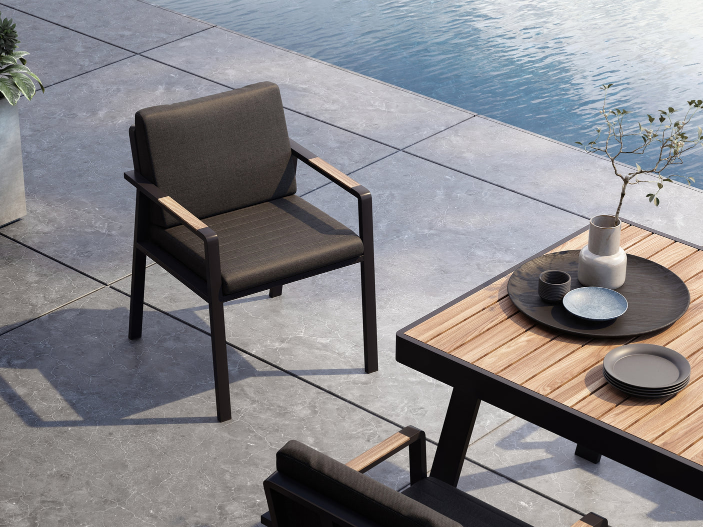 Higold Nofi kerti étkezőszett, 8 személyes - antracit