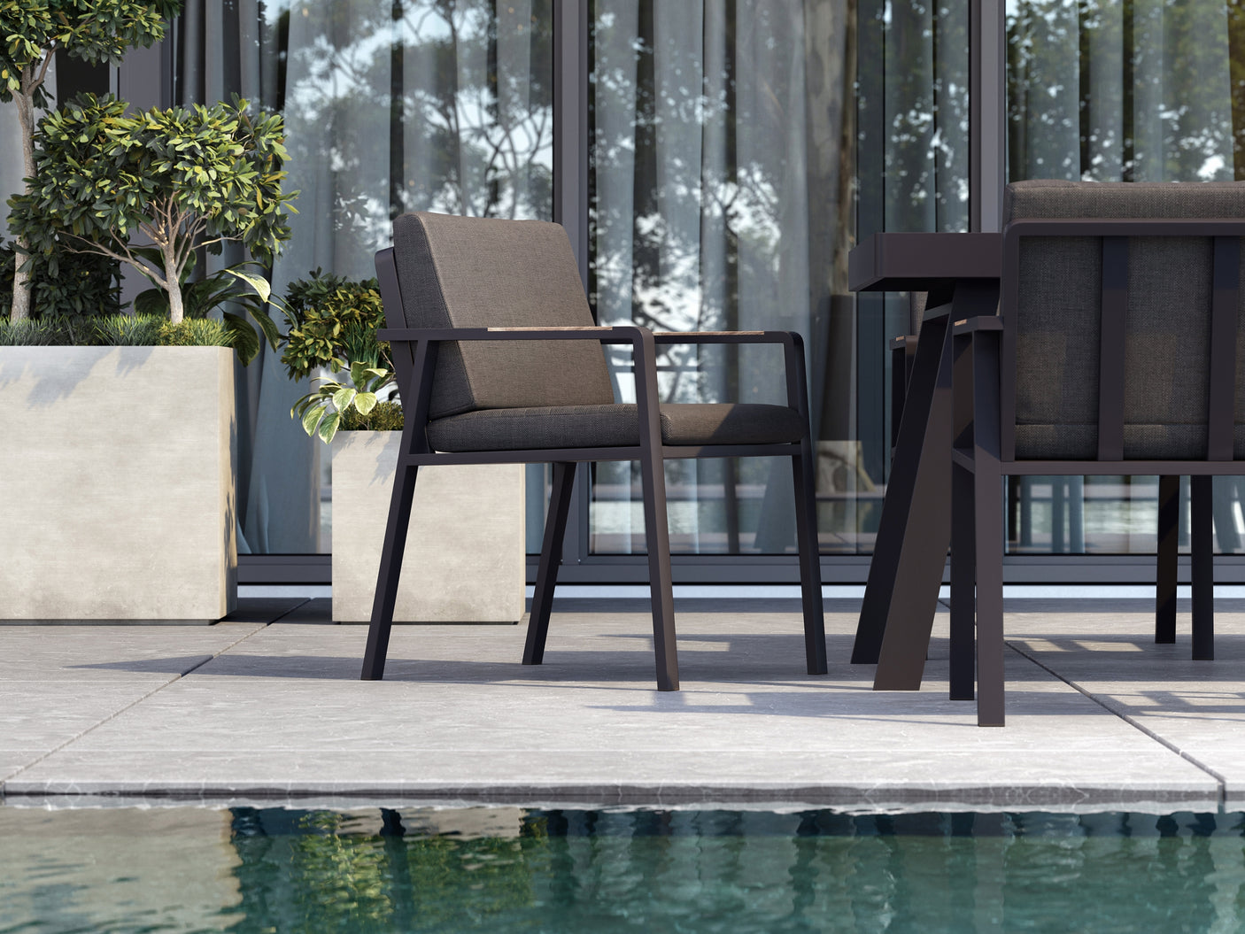 Higold Nofi kerti étkezőszett, 8 személyes - antracit