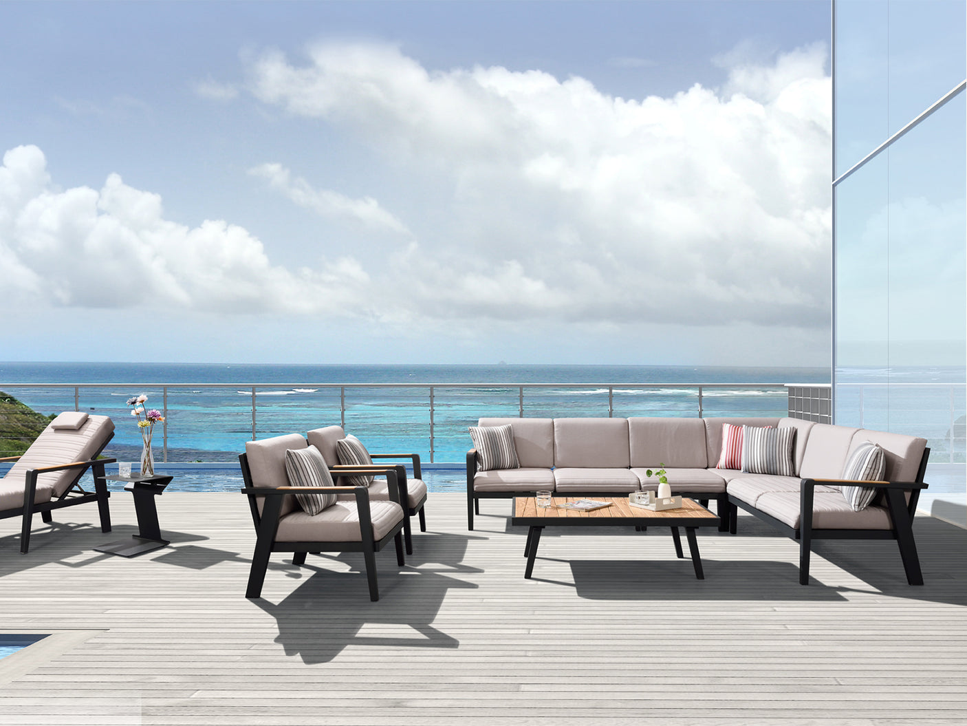 Higold Emoti kültéri sarokkanapé garnitúra, 5 személyes