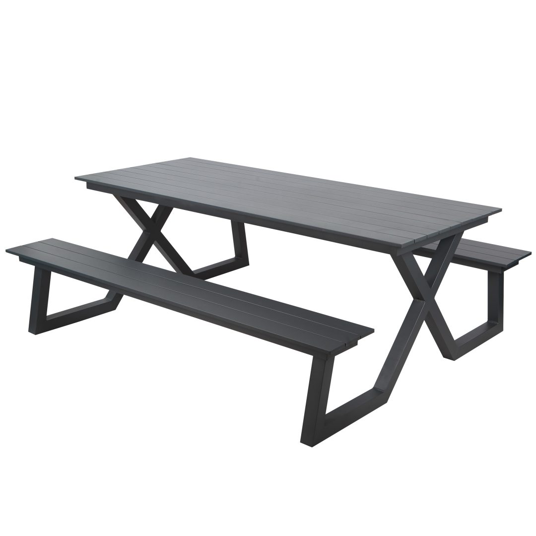 Darby étkezőasztal padokkal, antracit