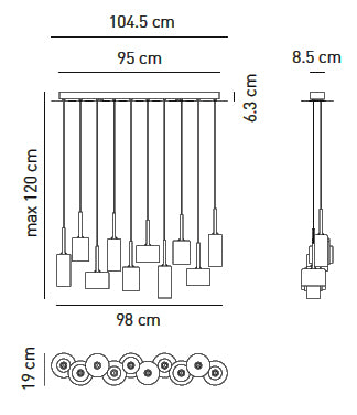 CM Bottle replika csillár