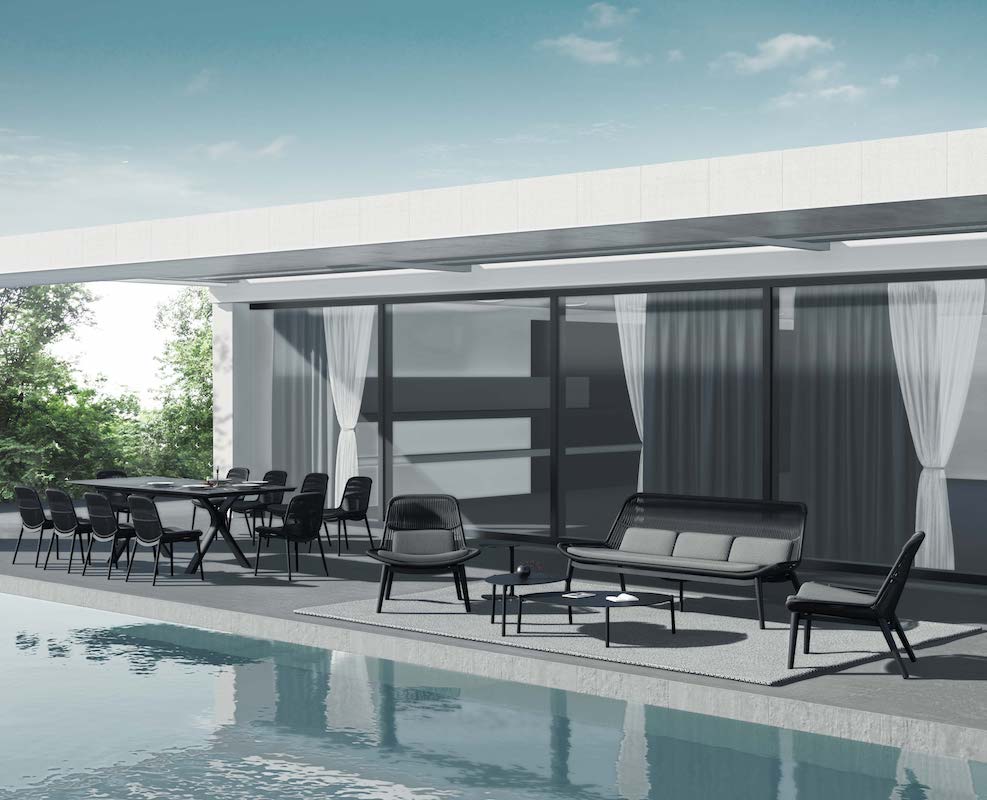 Grattoni Como kerti garnitúra 4 személyes, antracit színben