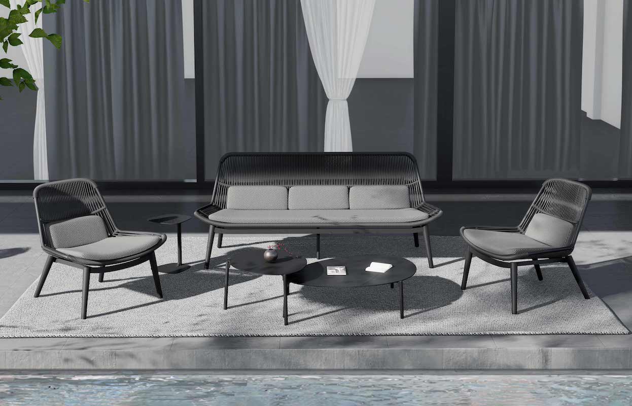 Grattoni Como kerti garnitúra 4 személyes, antracit színben