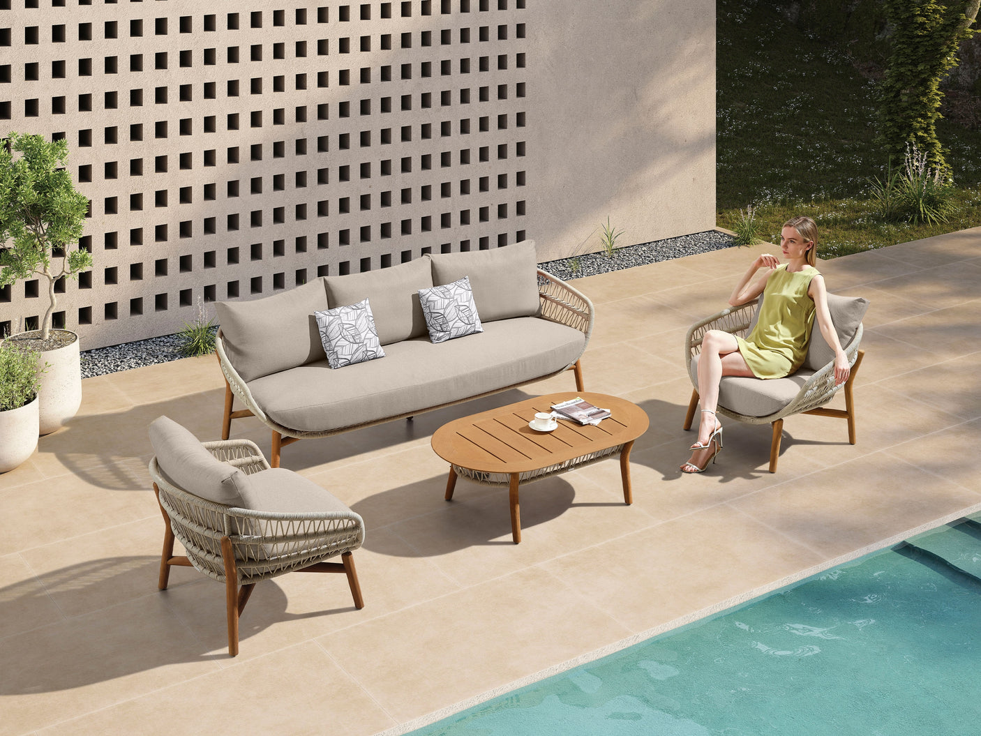 Higold Vasca kerti ülőgarnitúra, 5 személyes - bézs