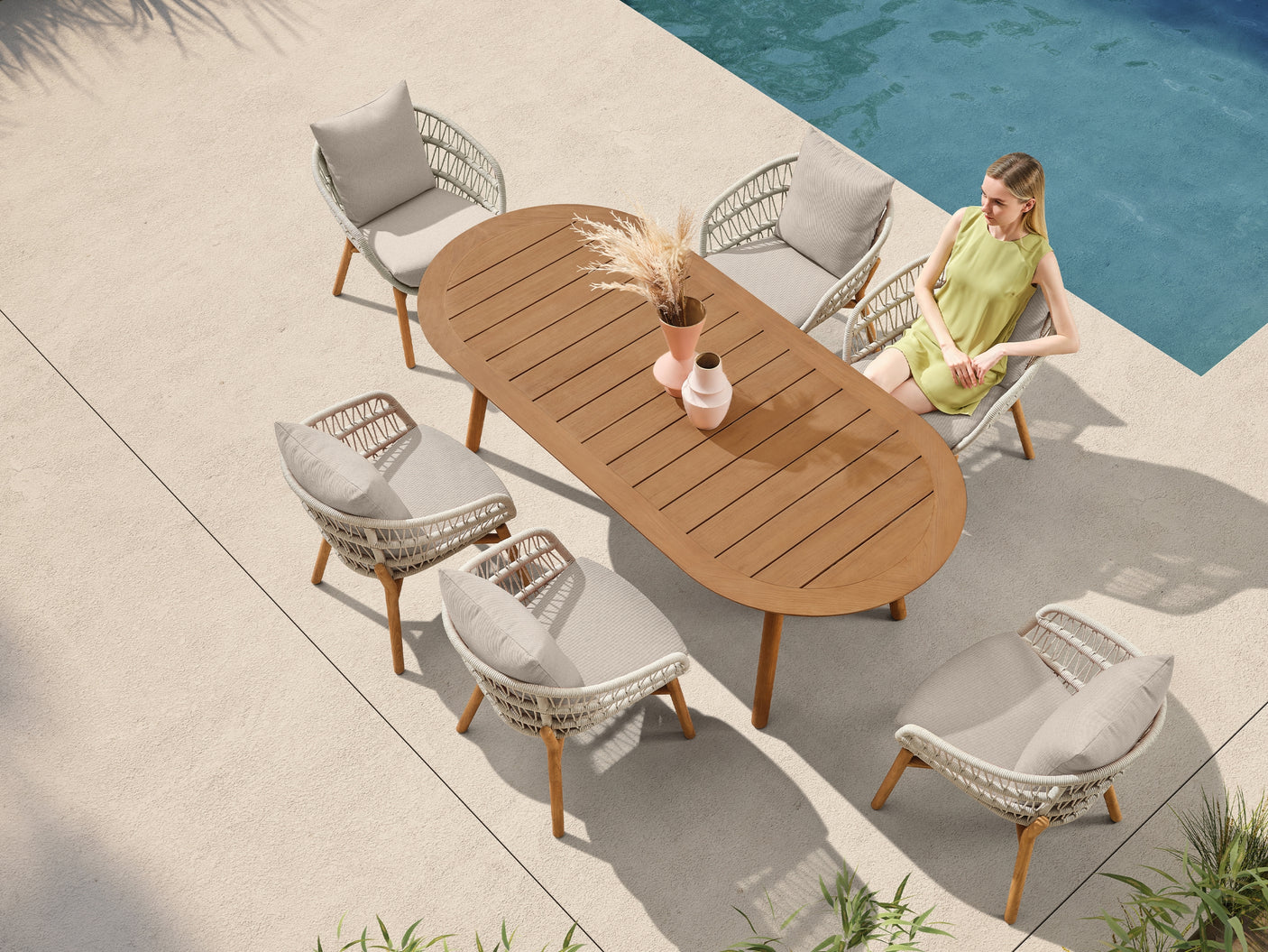 Higold Vasca kerti étkezőszett, 6 személyes - bézs