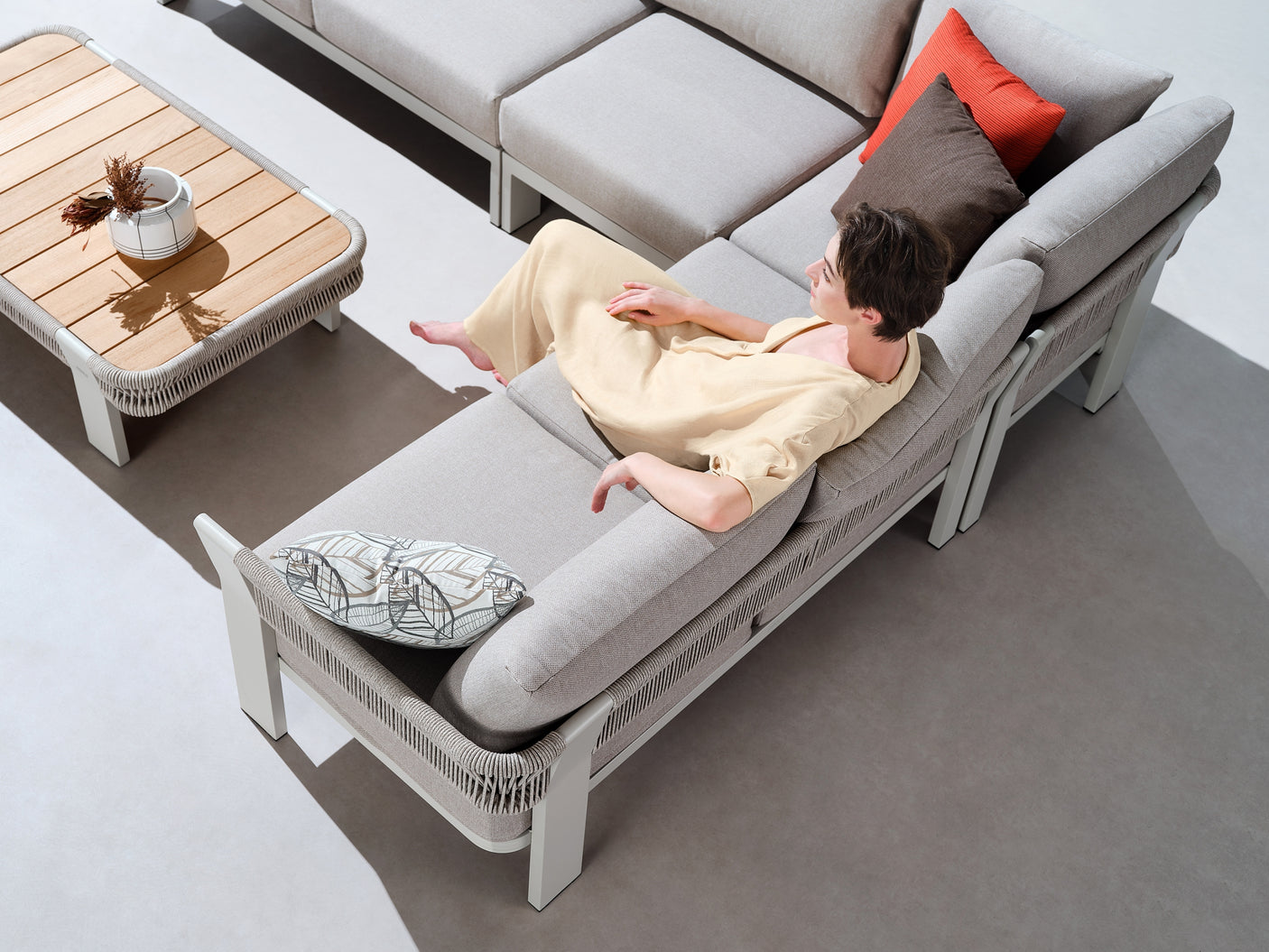 Higold Borromeo kültéri sarokkanapé garnitúra, 5 személyes - bézs