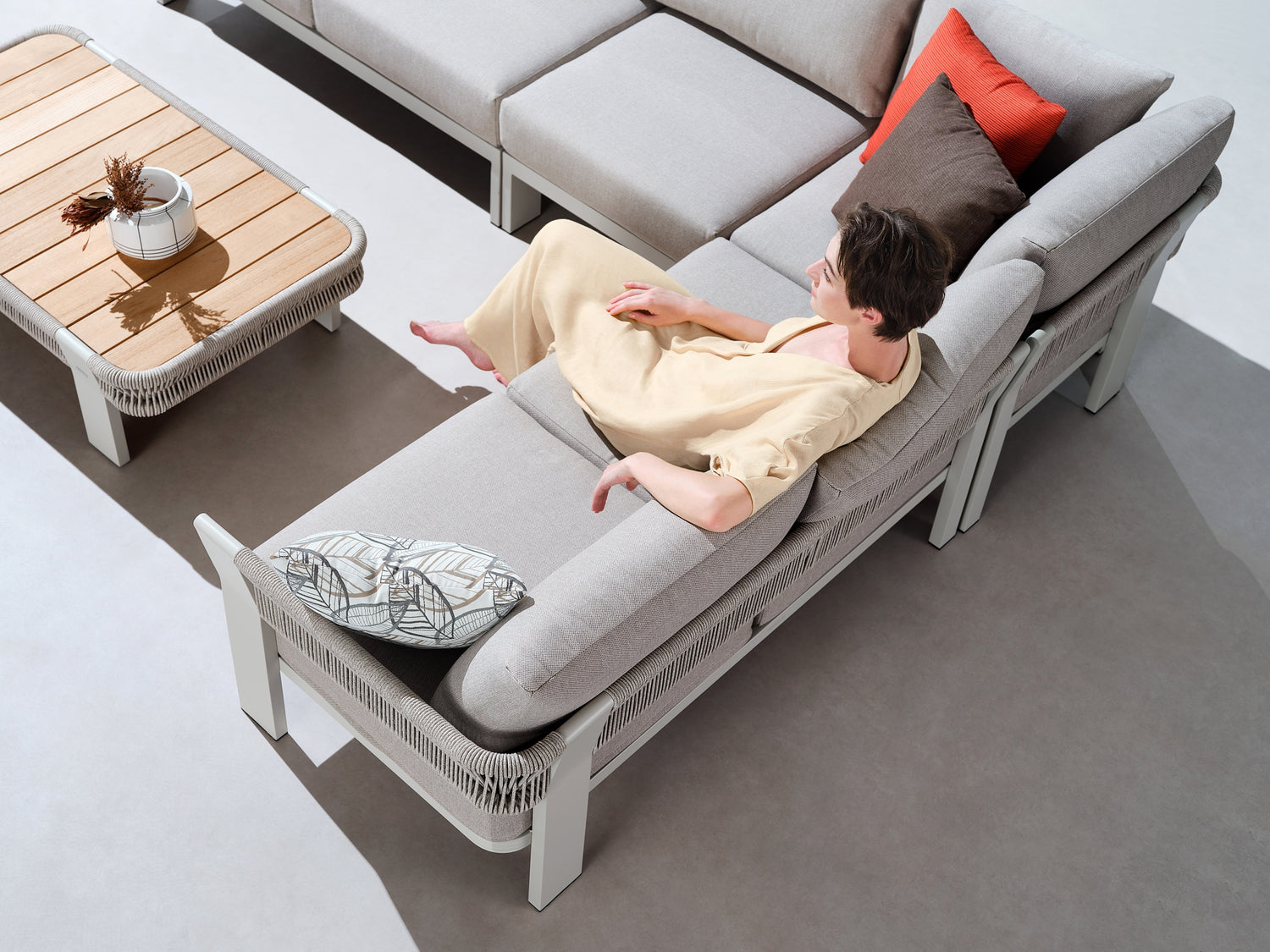 Higold Borromeo kültéri sarokkanapé garnitúra, 5 személyes - bézs