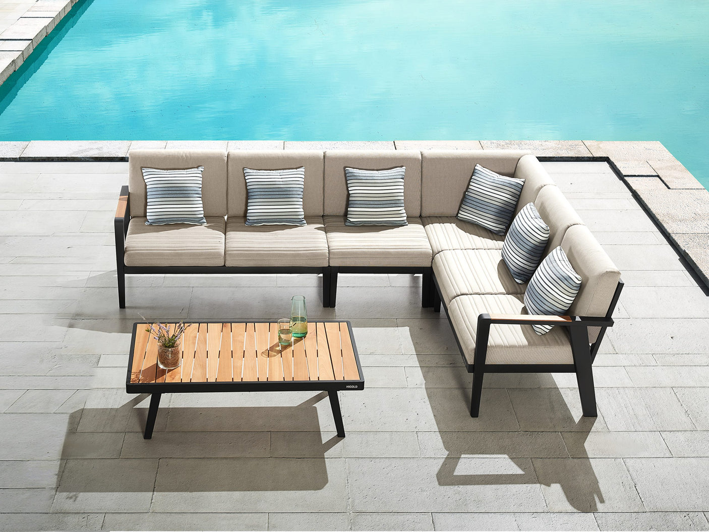 Higold Emoti kültéri sarokkanapé garnitúra, 5 személyes