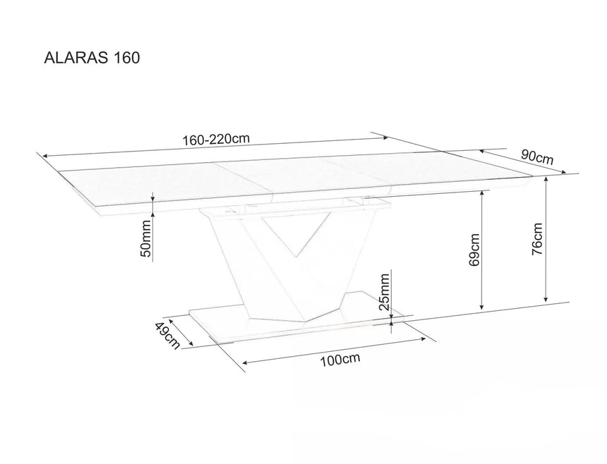 LA Alaras fehér bővíthető étkezőasztal (160-240)