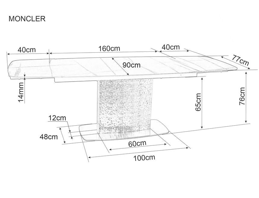 LA Moncler sahara noir bővíthető étkezőasztal (160-240)