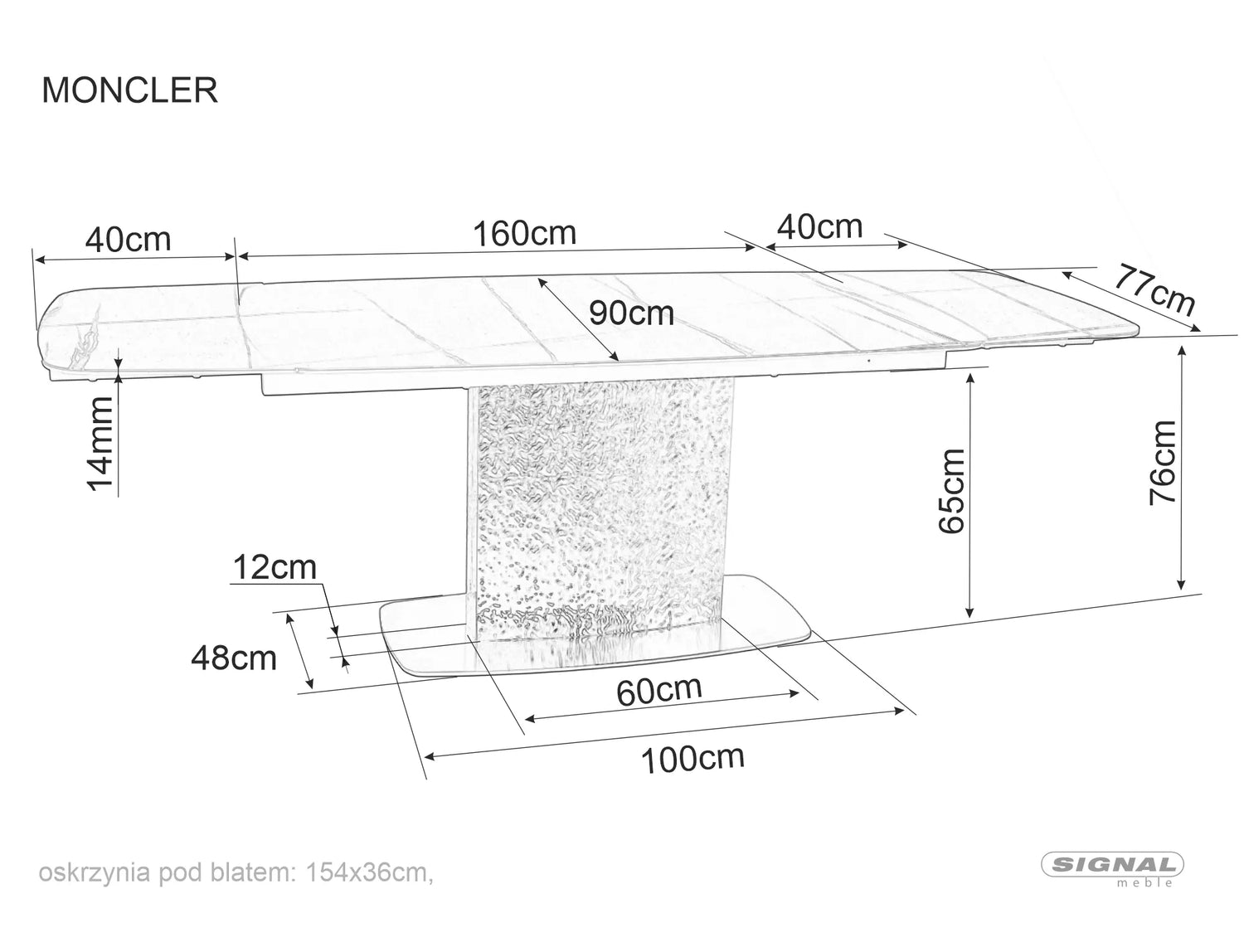 LA Moncler verde alpi bővíthető étkezőasztal (160-240)