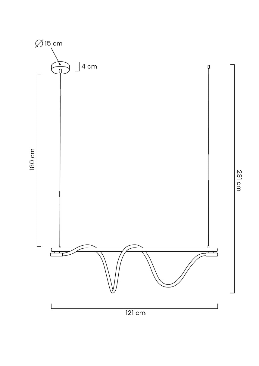 KH Serpiente egyenes csillár fekete színben
