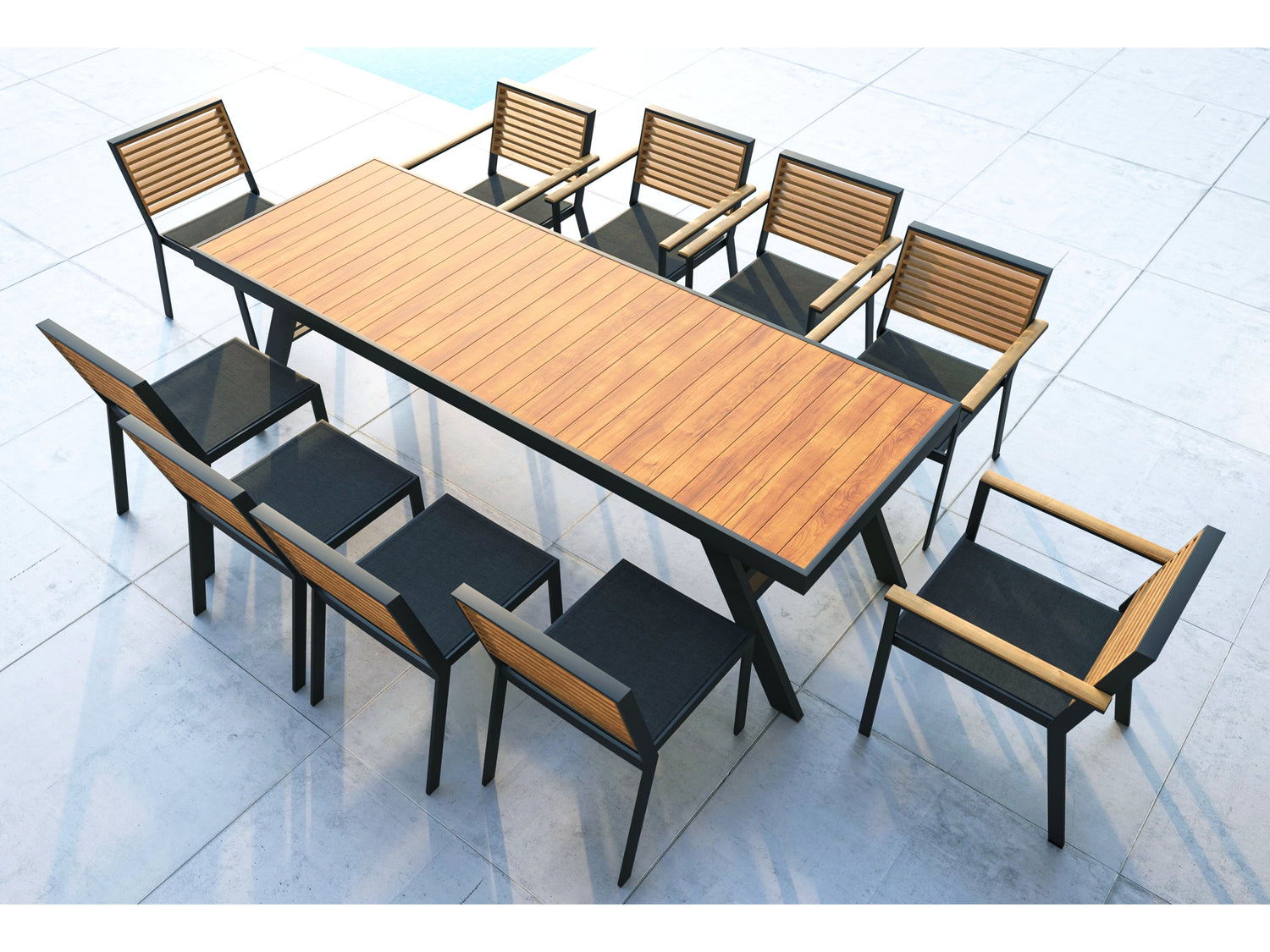 Higold York kerti étkezőszett, 10 személyes - antracit