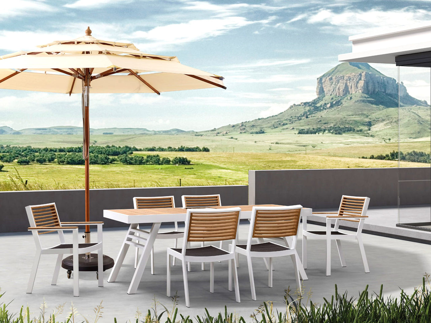 Higold York kerti étkezőszett, 6 személyes - fehér