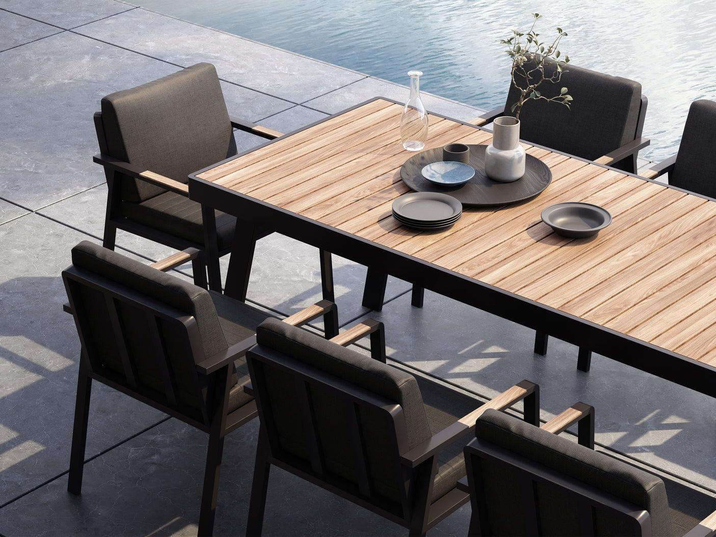 Higold Nofi kerti étkezőszett, 8 személyes - antracit