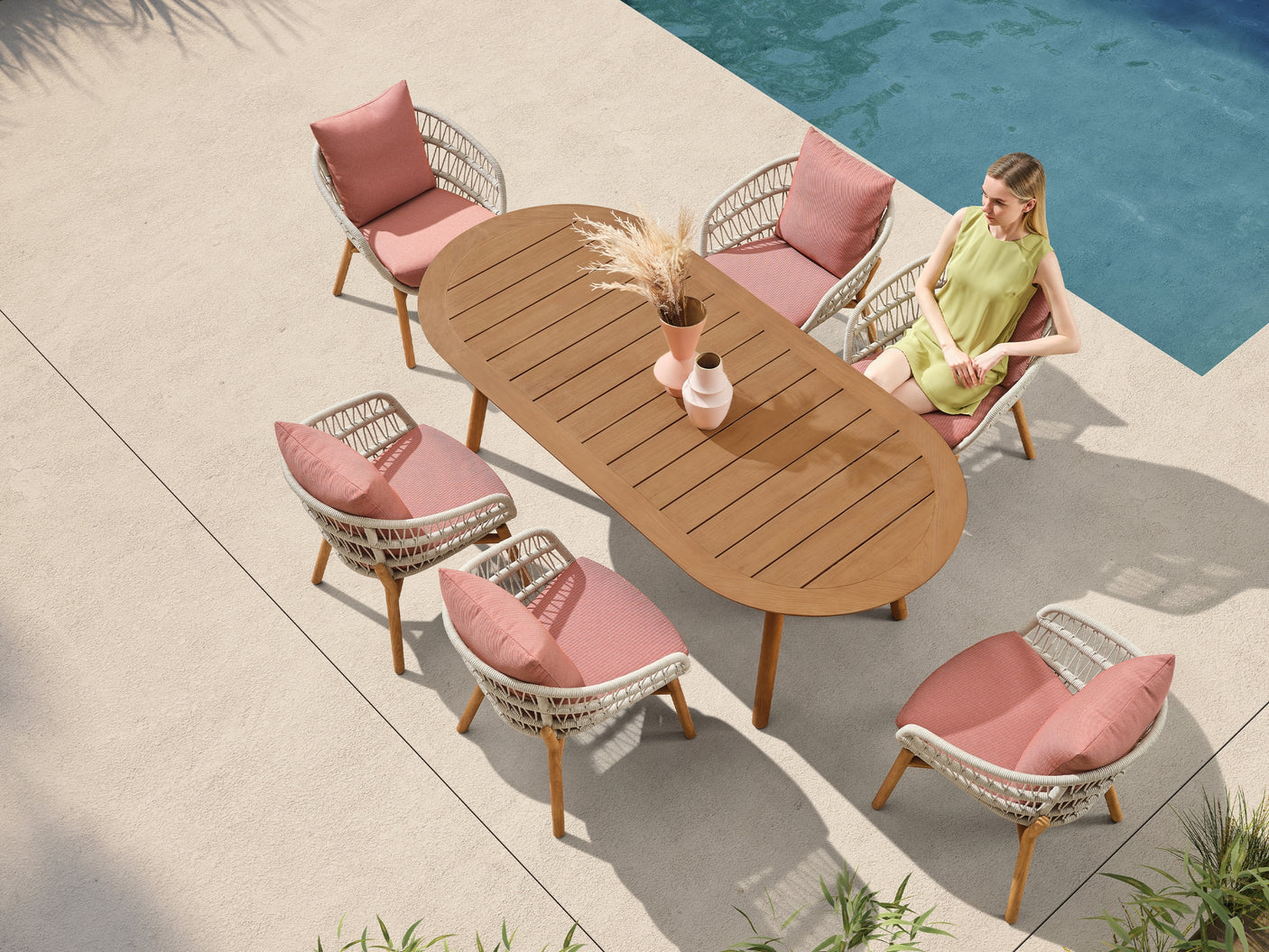 Higold Vasca kerti étkezőszett, 6 személyes - coral