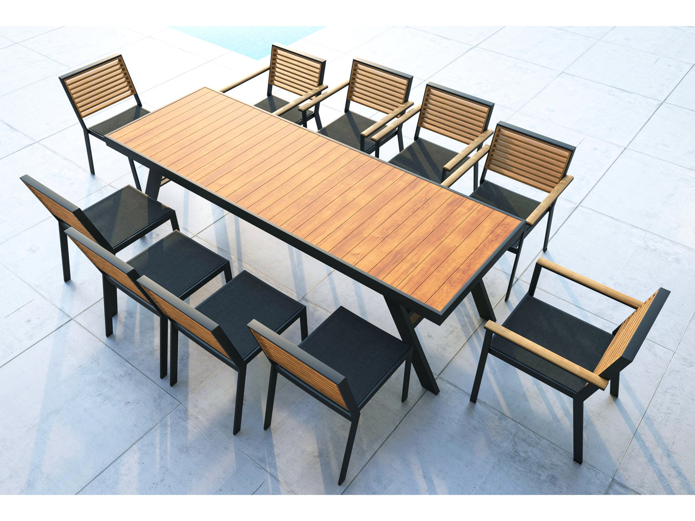 Higold York kerti étkezőszett, 10 személyes - antracit